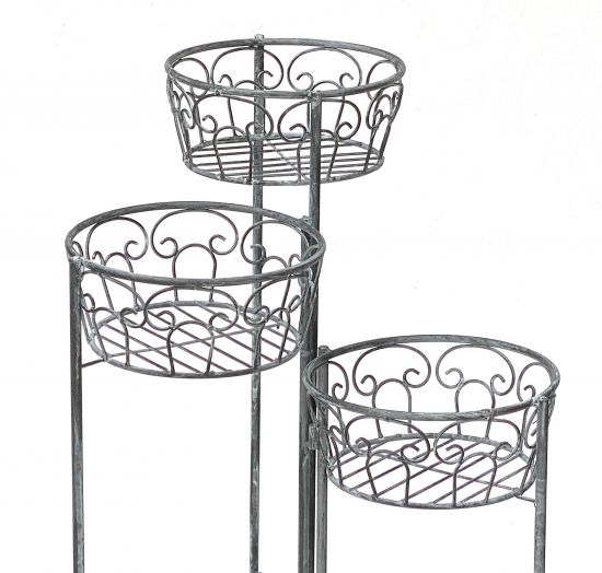 DanDiBo Flower Stand Metal Round 75 cm Flower Stand with 3 Baskets 96012 Flower Stand Flower Column Plant Stand