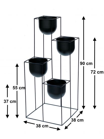 DanDiBo Blumentreppe Metall Schwarz 90 cm Pflanzentreppe mit Topf Innen Indoor Blumenständer 210015 Blumensäule Modern Pflanzenständer Blumenhocker