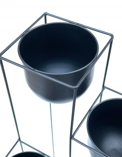 DanDiBo Blumentreppe Metall Schwarz 90 cm Pflanzentreppe mit Topf Innen Indoor Blumenständer 210015 Blumensäule Modern Pflanzenständer Blumenhocker