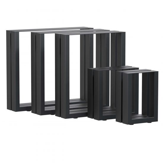 DanDiBo 2x Bankgestell Metall Schwarz 43 x 40 cm Bank Füße Bankbeine 96663 Bankkufen Couchtisch Tisch Beine Tischgestell