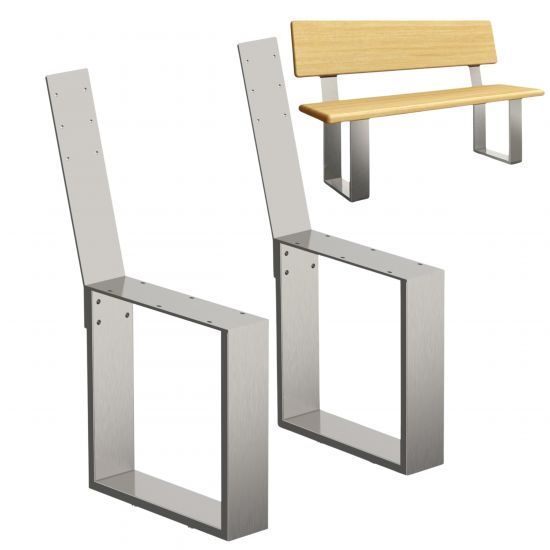 DanDiBo 2x Bench Frame with Backrest Stainless Steel Metal Set DIY Bench Legs Runners Bench Feet 96632 Seat Frame for Garden Bench Robust Stable