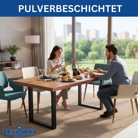 DanDiBo 2x Tischbeine Metall Schwarz 72 x 62 cm Tischgestell Höhenverstellbar 96662 Tischfüße Möbelfüße Tischkufen Esstisch Beine