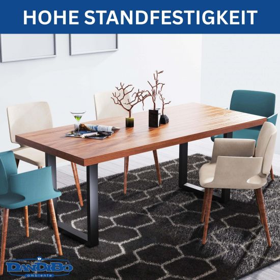 DanDiBo 2x Tischbeine Metall Schwarz 72 x 70 cm Tischgestell Höhenverstellbar 96661 Tischfüße Möbelfüße Tischkufen Esstisch Beine