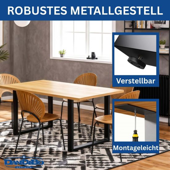Preview: DanDiBo 2x Tischbeine Metall Schwarz 72 x 80 cm Tischgestell Höhenverstellbar 96660 Tischfüße Möbelfüße Tischkufen Esstisch Beine