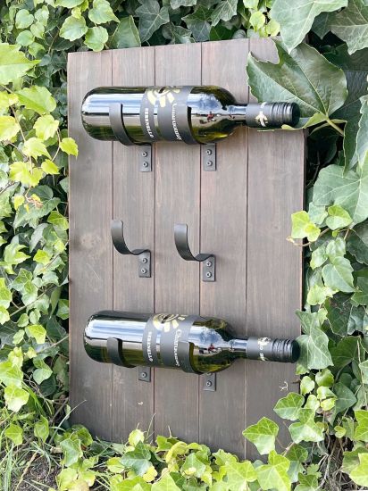DanDiBo 6x Wandhaken Weinflaschen Flaschen Metall Schwarz 96347 Weinregal Haken DIY Wandregal Regal