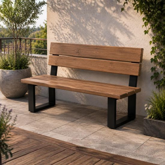 DanDiBo 2x Metal Bench Legs Black with Backrest Set Solid DIY Bench Feet 96478 Seat Frame for Garden Bench Robust and Stable