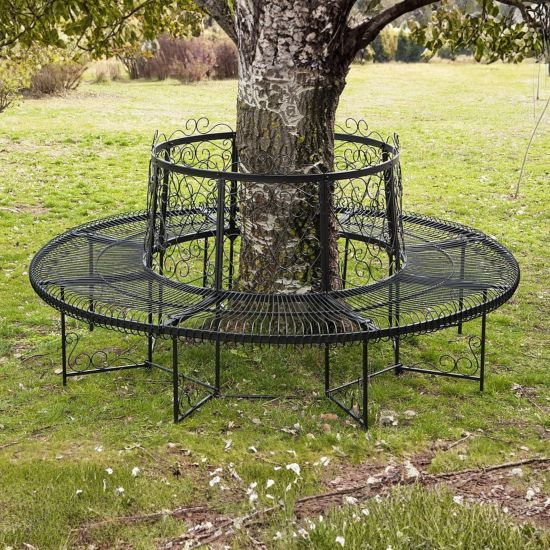 DanDiBo Round Tree Bench Garden Bench XXL Ø 200 cm Metal Seating Bench Wrought Iron Round Bench