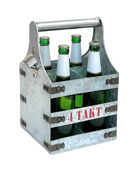 DanDiBo Bierträger Metall mit Öffner Flaschenträger 4 Takt 96405 Flaschenöffner Flaschenkorb Männerhandtasche Männergeschenke