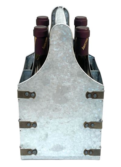 DanDiBo Weinträger Metall mit Öffner Flaschenträger 4 Takt 96405 Flaschenöffner Flaschenkorb Weinflaschenträger