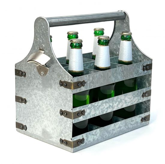 DanDiBo Bierträger Metall mit Öffner 96403 Flaschenträger 6 Flaschen Flaschenöffner Flaschenkorb Männerhandtasche Männergeschenke