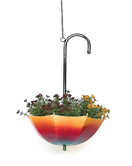 DanDiBo Blumenampel Metall Hängeampel mit Topf Innen Außen Regenschirm Hängepflanzen 57 cm 96258 S Pflanzenhänger Blumenhänger Topfhänger Blumen