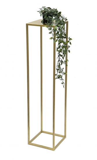 DanDiBo Blumenhocker Metall Gold Eckig 100 cm Blumenständer Beistelltisch 96570 Blumensäule Modern Pflanzenständer Pflanzenhocker