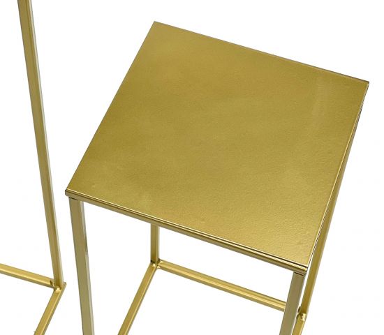 Preview: DanDiBo Blumenhocker Metall Gold Eckig 2er Set Blumenständer Beistelltisch 96406 Blumensäule Modern Pflanzenständer Pflanzenhocker