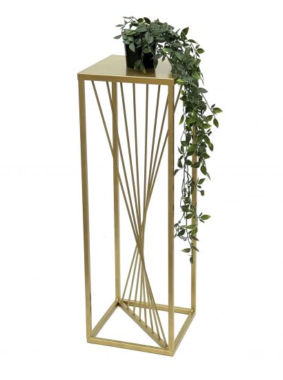 DanDiBo Blumenhocker Metall Gold Eckig 70 cm Blumenständer Beistelltisch 96565 Blumensäule Design Modern Pflanzenständer Pflanzenhocker