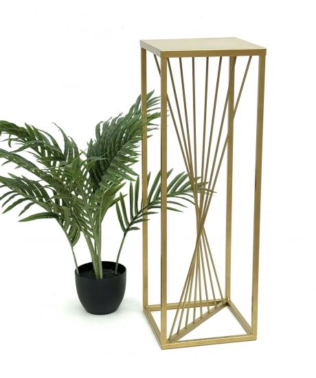DanDiBo Flower Stool Metal Gold Angular 70 cm Flower Stand Side Table 96565 Flower Column Design Modern Plant Stand Plant Stool