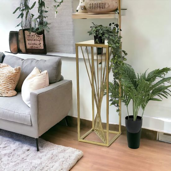 DanDiBo Flower Stool Metal Gold Angular 70 cm Flower Stand Side Table 96565 Flower Column Design Modern Plant Stand Plant Stool