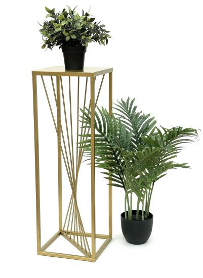 DanDiBo Flower Stool Metal Gold Angular 70 cm Flower Stand Side Table 96565 Flower Column Design Modern Plant Stand Plant Stool