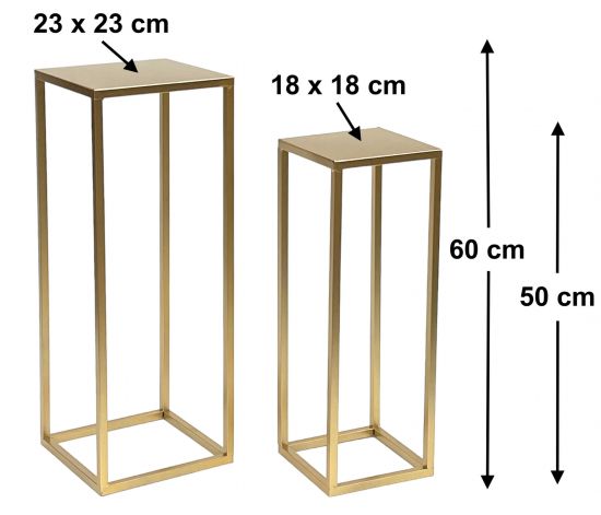 DanDiBo Flower Stool Metal Gold Angular Flower Stand Side Table 96506 Set of 2 Flower Column Modern Plant Stand Plant Stool