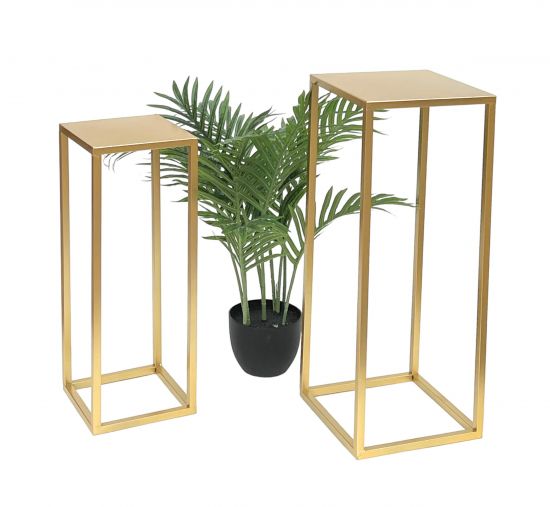 DanDiBo Flower Stool Metal Gold Angular Flower Stand Side Table 96506 Set of 2 Flower Column Modern Plant Stand Plant Stool