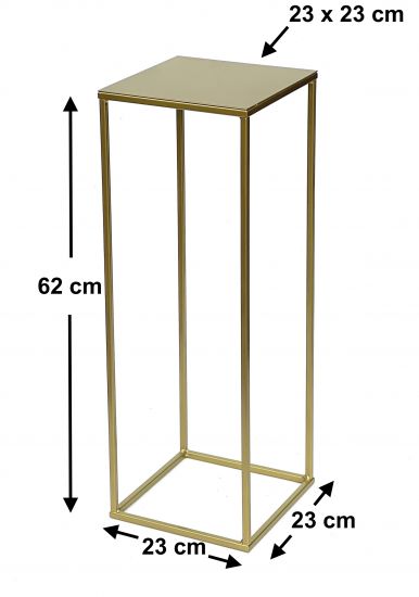 Preview: DanDiBo Blumenhocker Metall Gold Eckig M 62 cm Blumenständer Beistelltisch 96406 Blumensäule Modern Pflanzenständer Pflanzenhocker
