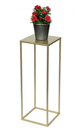 Preview: DanDiBo Blumenhocker Metall Gold Eckig M 62 cm Blumenständer Beistelltisch 96406 Blumensäule Modern Pflanzenständer Pflanzenhocker