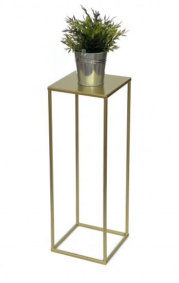 DanDiBo Blumenhocker Metall Gold Eckig M 62 cm Blumenständer Beistelltisch 96406 Blumensäule Modern Pflanzenständer Pflanzenhocker