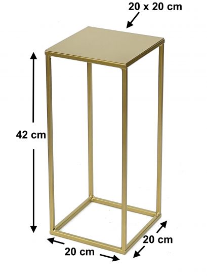 DanDiBo Blumenhocker Metall Gold Eckig S 42 cm Blumenständer Beistelltisch 96406 Blumensäule Modern Pflanzenständer Pflanzenhocker