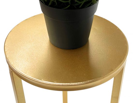 Preview: DanDiBo Blumenhocker Metall Gold Rund 50 cm Blumenständer Beistelltisch 96510 S Blumensäule Modern Pflanzenständer Pflanzenhocker