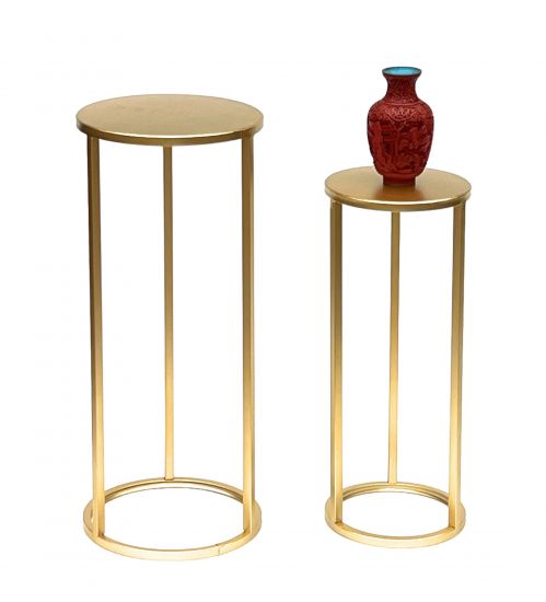 DanDiBo Flower Stool Metal Gold Round Flower Stand Side Table 96510 Set of 2 Flower Column Modern Plant Stand Plant Stool