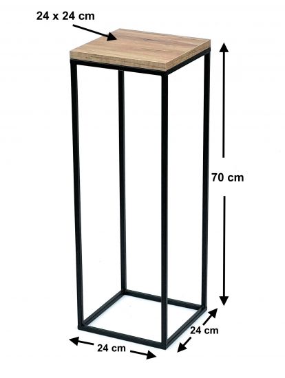 DanDiBo Flower Stool Metal Wood Black Square 70 cm Flower Stand Side Table 96352 Flower Column Modern Plant Stand Plant Stool