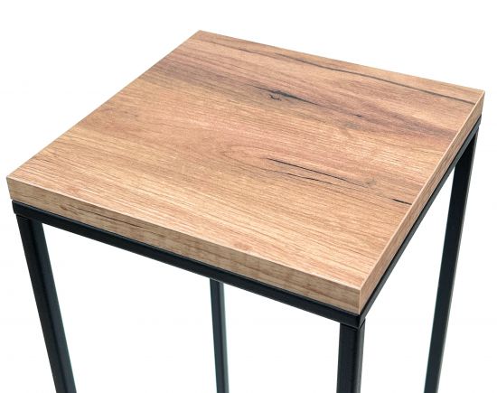 DanDiBo Flower Stool Metal Wood Black Square 70 cm Flower Stand Side Table 96352 Flower Column Modern Plant Stand Plant Stool