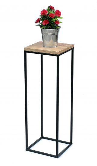 DanDiBo Flower Stool Metal Wood Black Square 70 cm Flower Stand Side Table 96352 Flower Column Modern Plant Stand Plant Stool