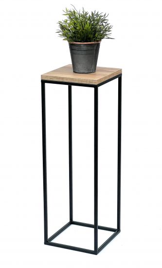 DanDiBo Flower Stool Metal Wood Black Square 70 cm Flower Stand Side Table 96352 Flower Column Modern Plant Stand Plant Stool