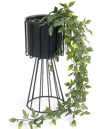 DanDiBo Blumenhocker Metall Schwarz 32 cm Blumenständer 96528 Blumensäule Modern Pflanzenständer Pflanzenhocker