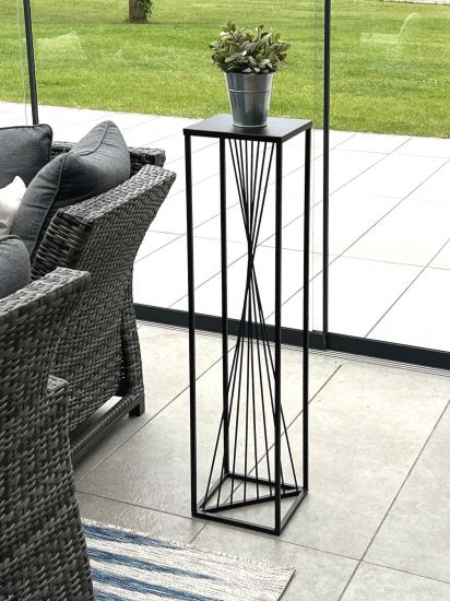 DanDiBo Flower Stool Metal Black Square 100 cm Flower Stand Side Table 96458 Flower Column Design Modern Plant Stand Plant Stool
