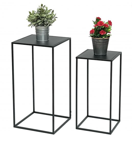 DanDiBo Blumenhocker Metall Schwarz Eckig Blumenständer Beistelltisch 96312 2er Set Blumensäule Modern Pflanzenständer Pflanzenhocker