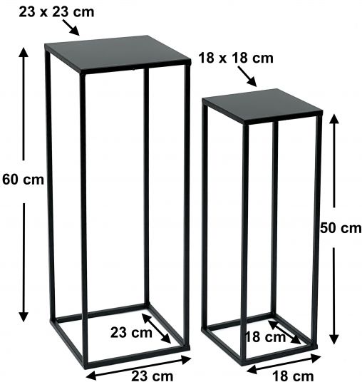 DanDiBo Blumenhocker Metall Schwarz Eckig Blumenständer Beistelltisch 96315 2er Set Blumensäule Modern Pflanzenständer Pflanzenhocker