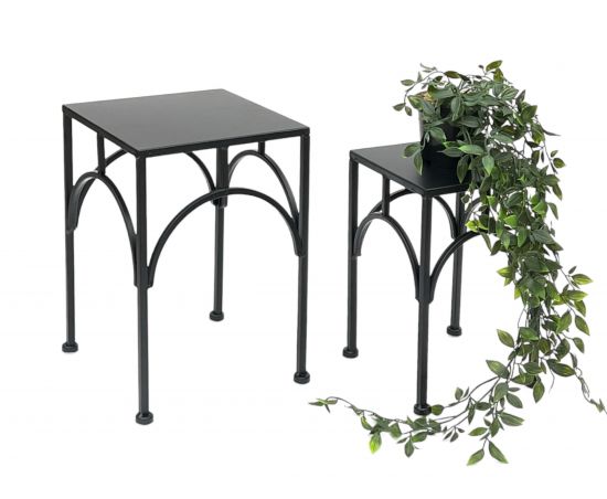 DanDiBo Blumenhocker Metall Schwarz Eckig Blumenständer Beistelltisch 96449 2er Set Pflanzenständer Blumensäule Modern Pflanzenhocker