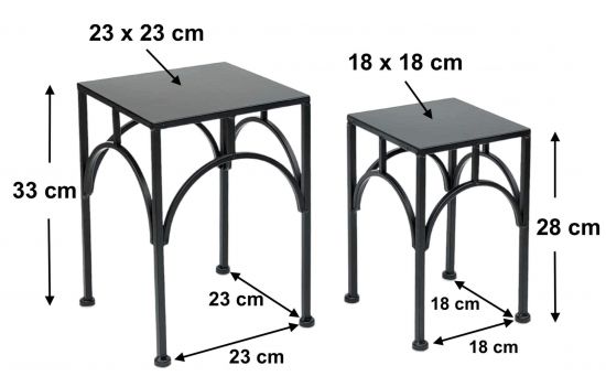 DanDiBo Flower Stool Metal Black Square Flower Stand Side Table 96449 Set of 2 Plant Stands Flower Column Modern Plant Stool