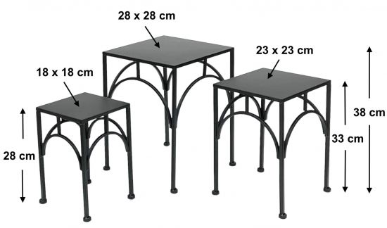 DanDiBo Flower Stool Metal Black Square Flower Stand Side Table 96449 Set of 3 Plant Stands Flower Column Modern Plant Stool