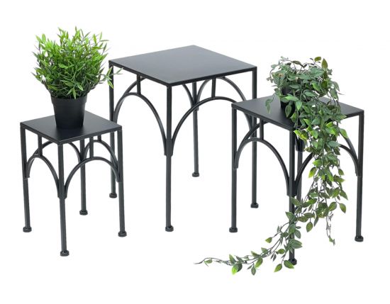 DanDiBo Flower Stool Metal Black Square Flower Stand Side Table 96449 Set of 3 Plant Stands Flower Column Modern Plant Stool