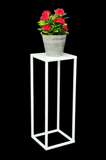 DanDiBo Blumenhocker Metall Weiß Eckig 50 cm Blumenständer Beistelltisch 96482 S Blumensäule Modern Pflanzenständer Pflanzenhocker