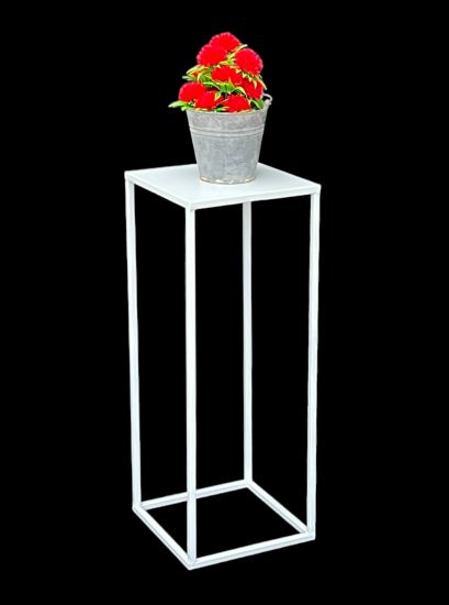 DanDiBo Blumenhocker Metall Weiß Eckig 60 cm Blumenständer Beistelltisch 96482 M Blumensäule Modern Pflanzenständer Pflanzenhocker