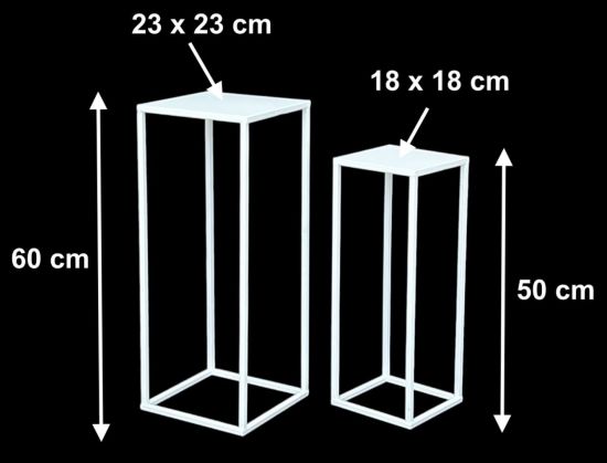 Preview: DanDiBo Blumenhocker Metall Weiß Eckig Blumenständer Beistelltisch 96482 2er Set Blumensäule Modern Pflanzenständer Pflanzenhocker