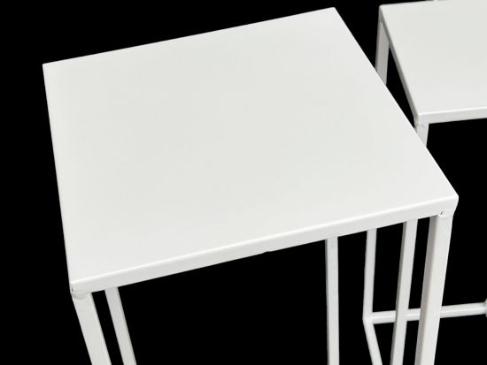 Preview: DanDiBo Blumenhocker Metall Weiß Eckig Blumenständer Beistelltisch 96482 2er Set Blumensäule Modern Pflanzenständer Pflanzenhocker