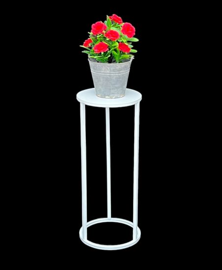 DanDiBo Blumenhocker Metall Weiß Rund 50 cm Blumenständer Beistelltisch 96483 S Blumensäule Modern Pflanzenständer Pflanzenhocker