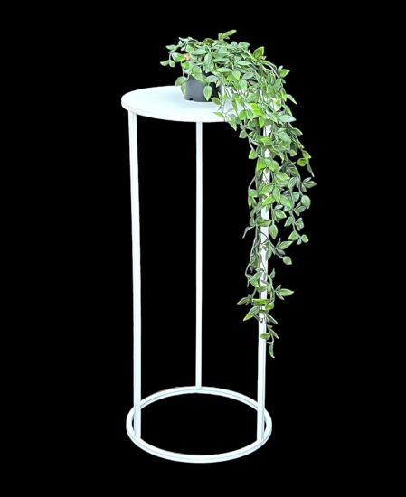 DanDiBo Blumenhocker Metall Weiß Rund 70 cm Blumenständer Beistelltisch 96483 L Blumensäule Modern Pflanzenständer Pflanzenhocker