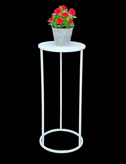 DanDiBo Blumenhocker Metall Weiß Rund 70 cm Blumenständer Beistelltisch 96483 L Blumensäule Modern Pflanzenständer Pflanzenhocker