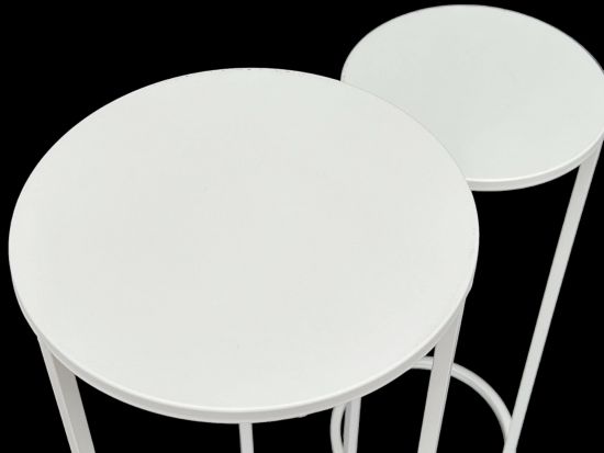 DanDiBo Blumenhocker Metall Weiß Rund Blumenständer Beistelltisch 96483 2er Set Blumensäule Modern Pflanzenständer Pflanzenhocker