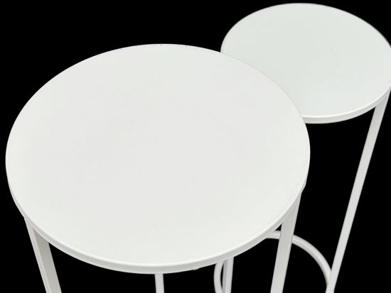 DanDiBo Blumenhocker Metall Weiß Rund Blumenständer Beistelltisch 96483 3er Set Blumensäule Modern Pflanzenständer Pflanzenhocker
